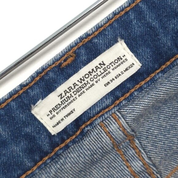 ZARA WOMAN DENIM PREMIUM COLLECTION Graffiti Size 2 RARE Blue Jeans 9863/265 - Picture 3 of 12